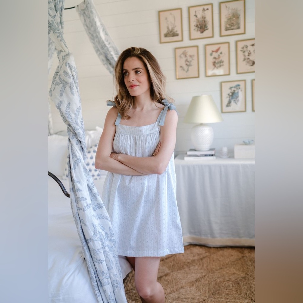 Julia Berolzheimer X Lake Poplin Day Dress in Blue size M GUC